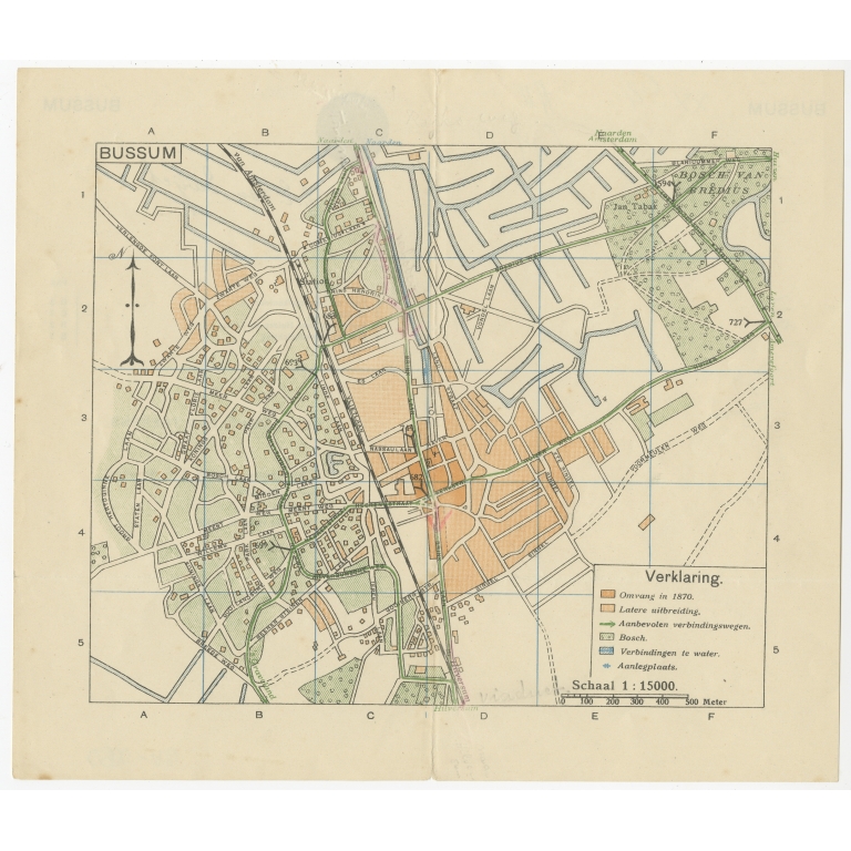 Antique Map of the region of Bussum (c.1910)