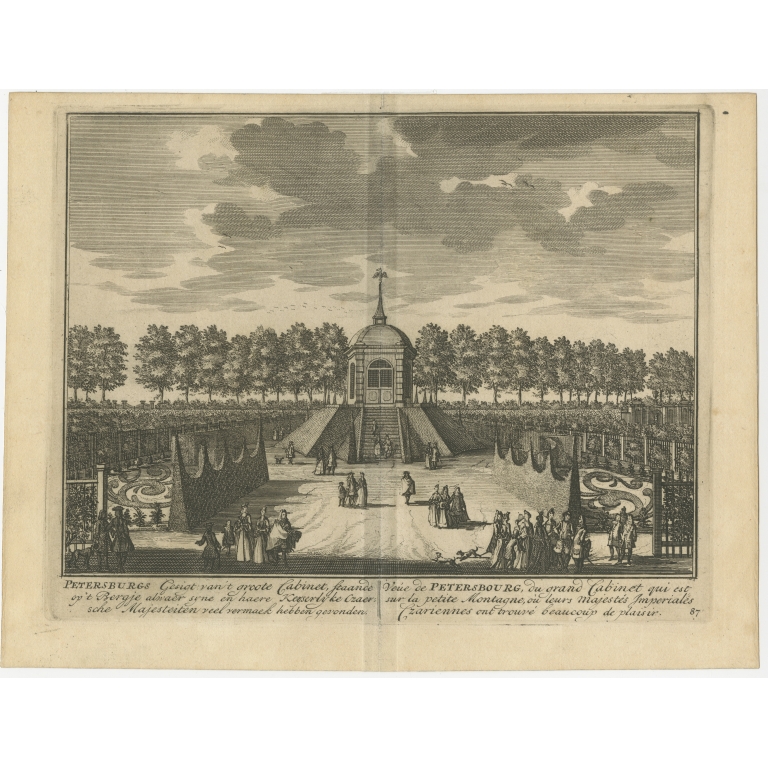 Antique Print of the Petersburg Estate by Stoopendaal (1719)