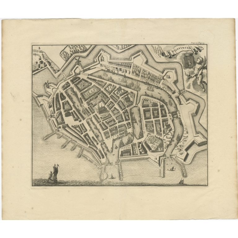 Antique Map of the City of Vlissingen by Smallegange (c.1696)