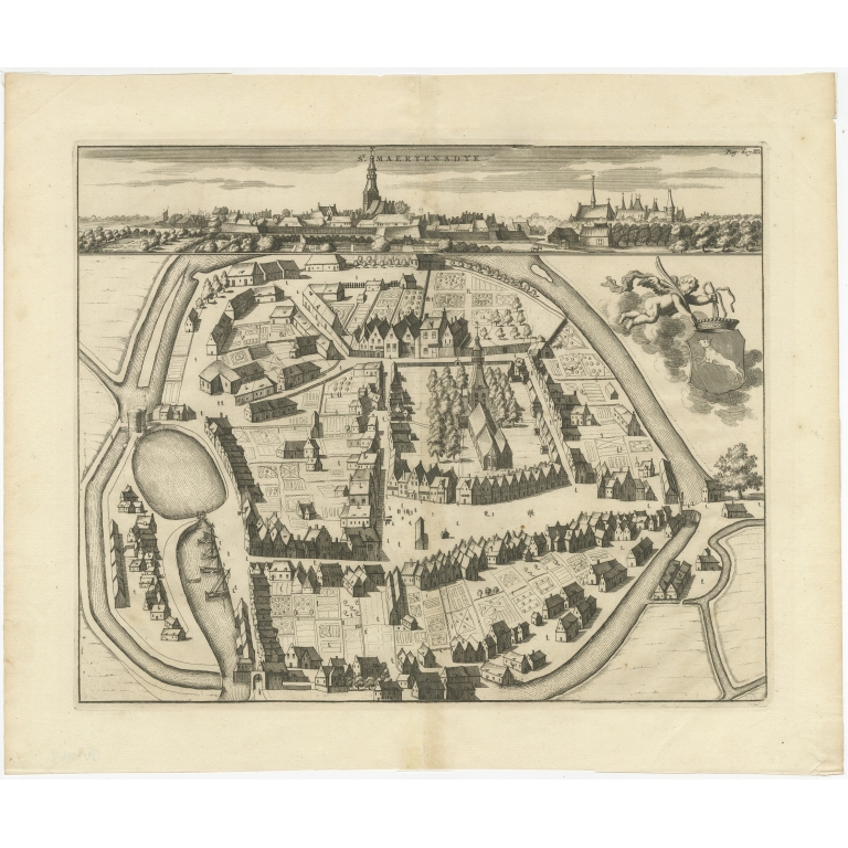 Antique Map of the City of Sint-Maartensdijk by Smallegange (c.1696)