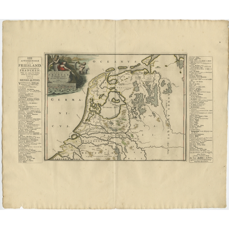 Antique Map of Friesland in the time of the Franks by Halma (1718)