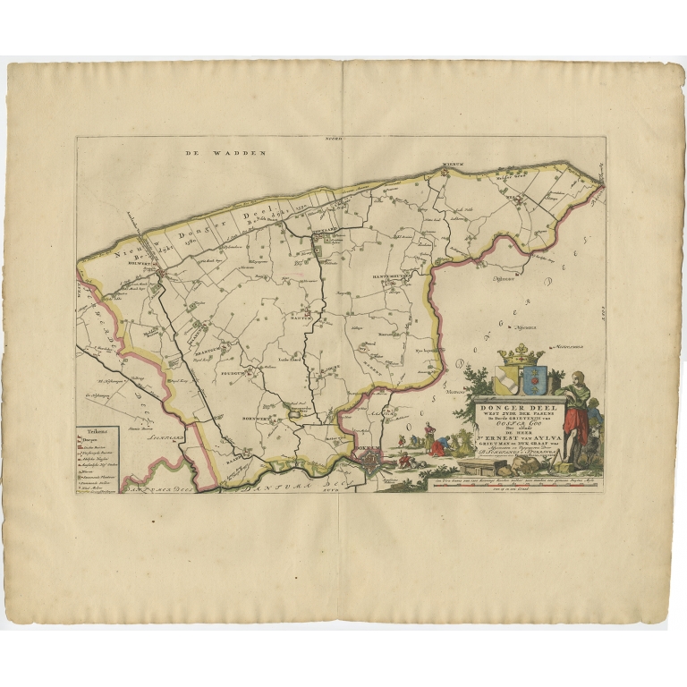 Antique Map of the Dongeradeel township (Friesland) by Halma (1718)