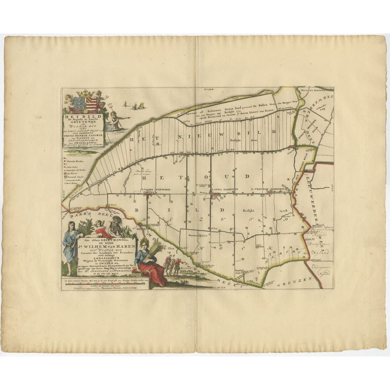 Antique Map of the Bild township (Friesland) by Halma (1718)