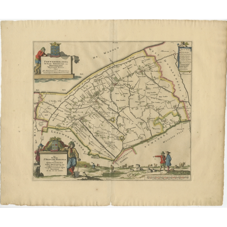Antique Map of the Ferwerderadeel township (Friesland) by Halma (1718)