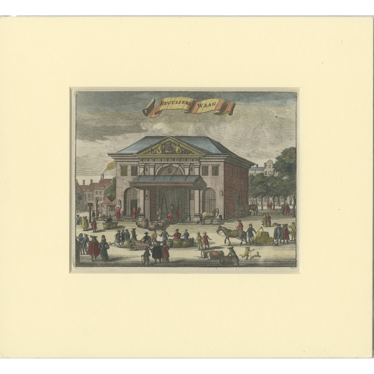 Antique Print of the Weigh-House in Amsterdam by Commelin (1693)