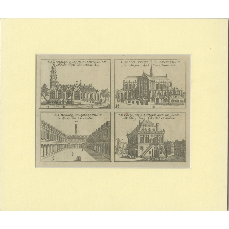 Antique Print with views of Amsterdam (c.1785)