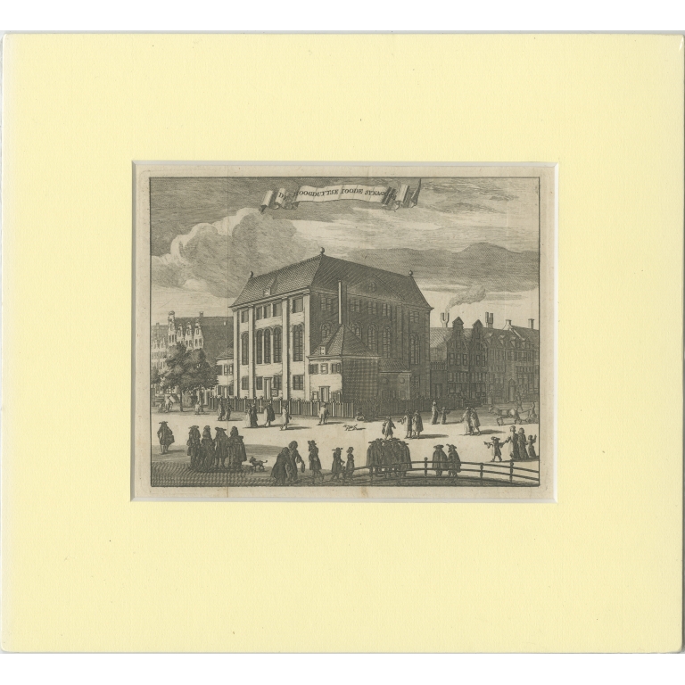 Antique Print of the 'Grote Synagoge' in Amsterdam (c.1760)
