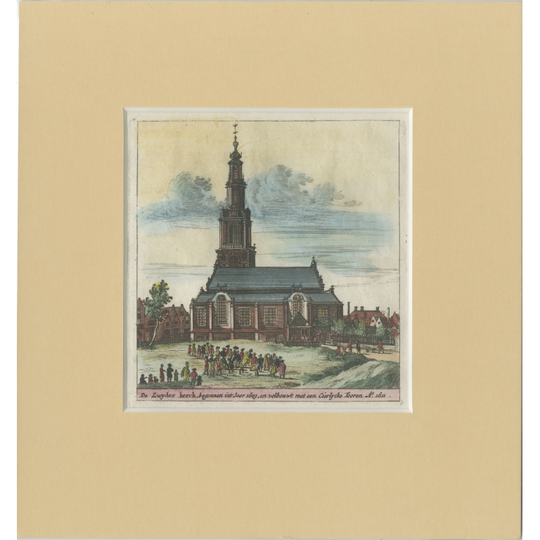 Antique Print of the 'Zuiderkerk' in Amsterdam by Le Long (1729)