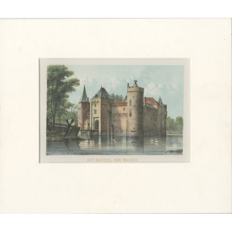 Antique Print of Muiden Castle by Mieling (c.1895)