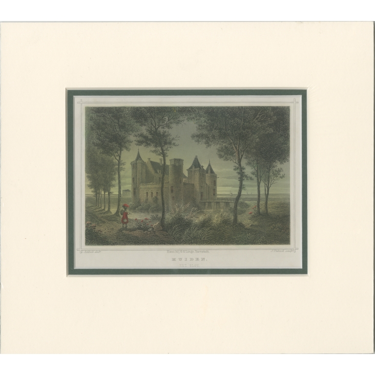 Antique Print of Muiden Castle by Terwen (1858)