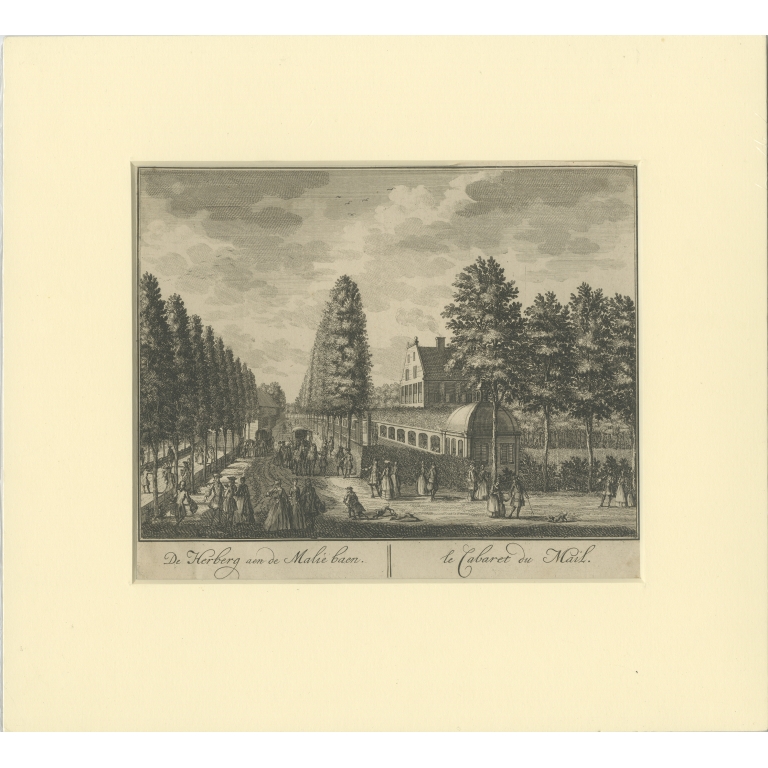 Antique Print of the Inn of the Maliebaan by Stoopendaal (1725)
