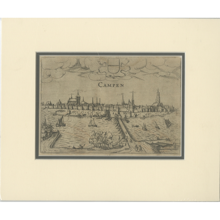 Antique Print of the City of Kampen by Guicciardini (c.1619)
