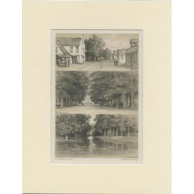 Antique Print of Wolvega, Oranjestein and Oranjewoud by Craandijk (1884)