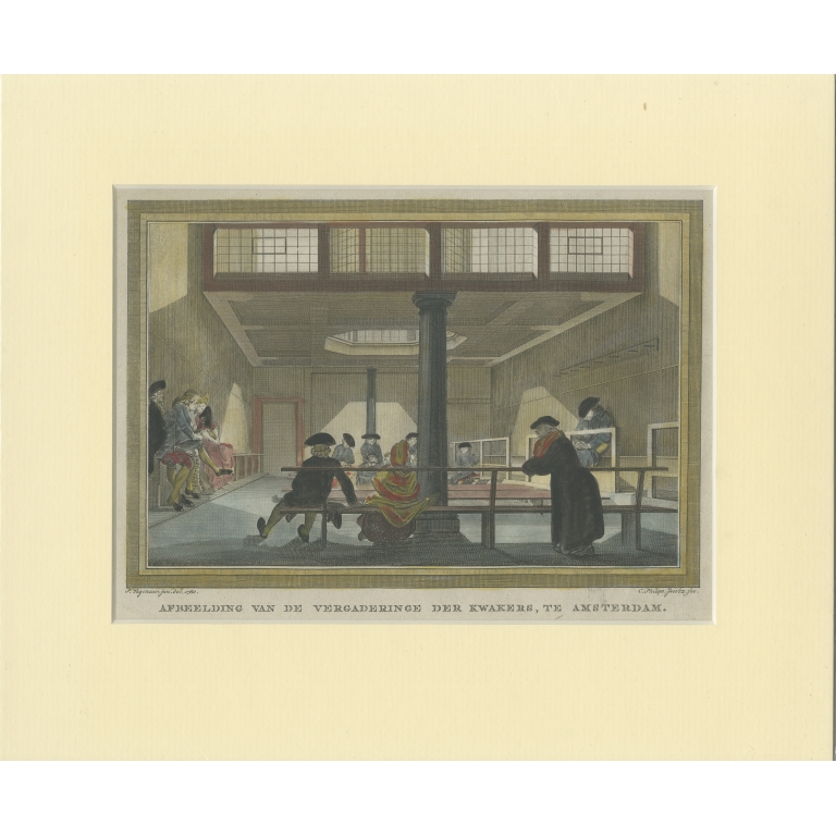 Antique Print of a Group of Quakers by Philips (c.1790)