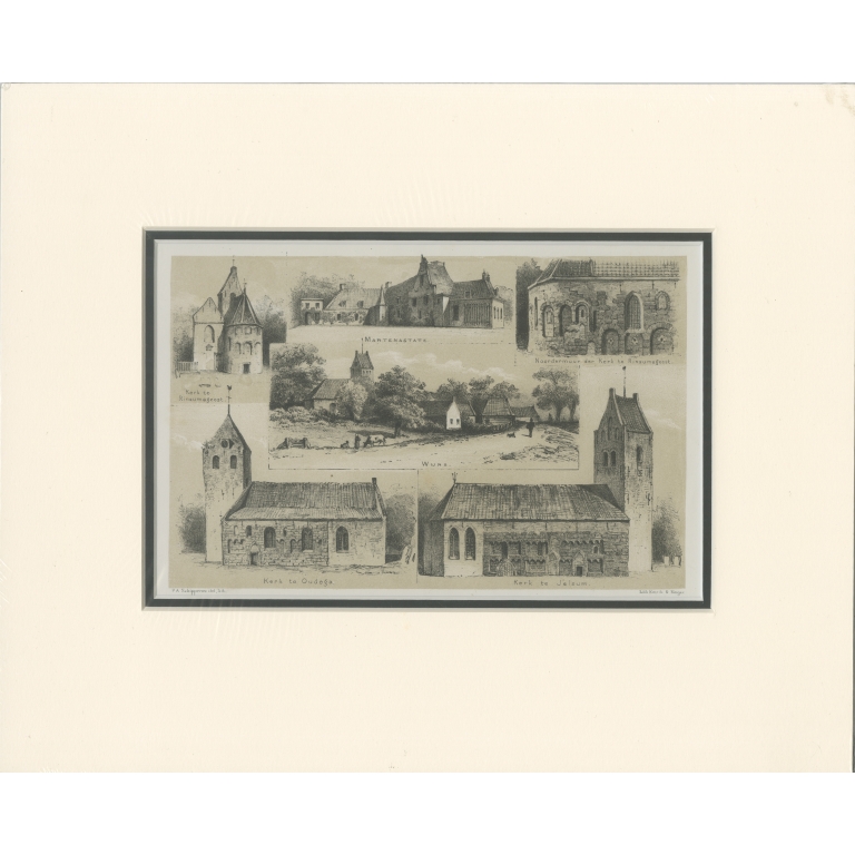 Antique Print of the Church of Rinsumageest and other Views by Craandijk (1888)