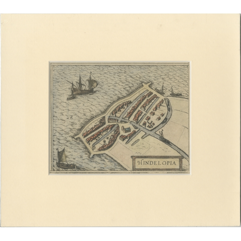 Antique Map of the City of Hindeloopen by Braun & Hogenberg (c.1598)