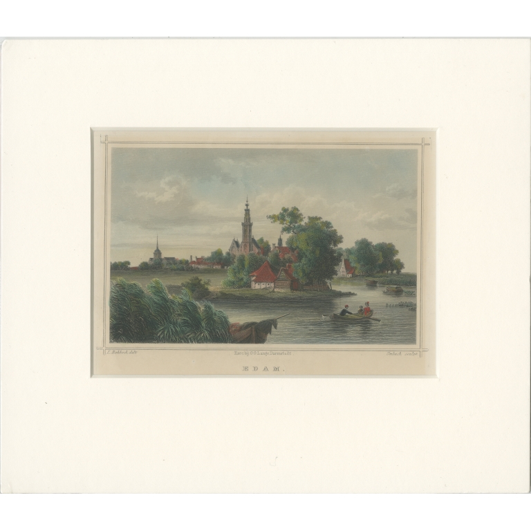 Antique Print of the city of Edam by Terwen (1858)