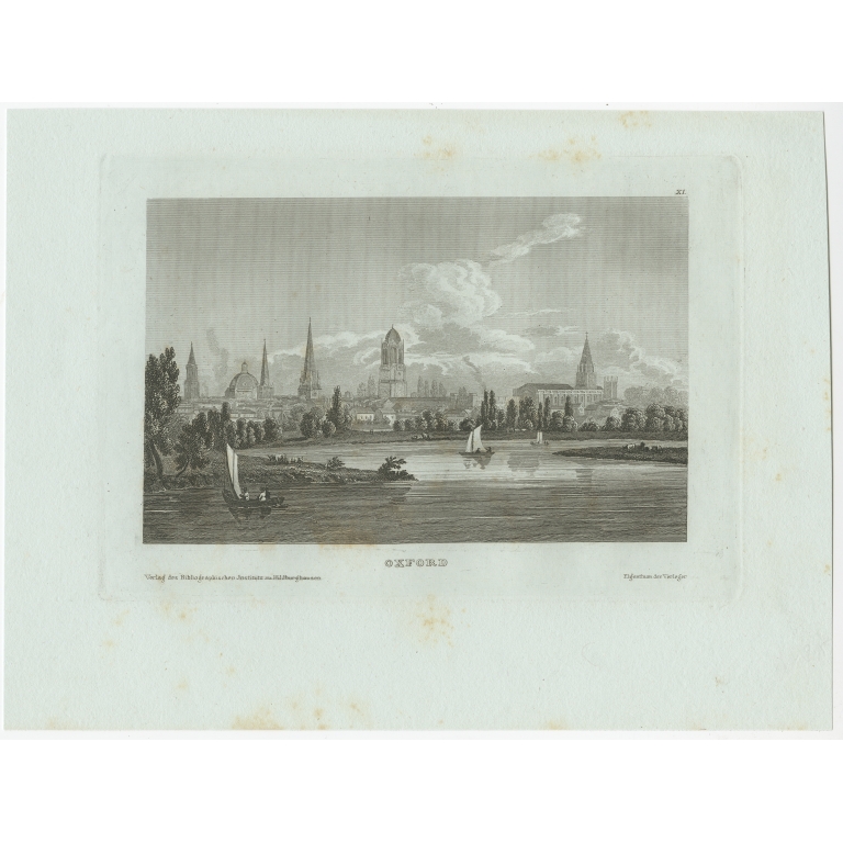 Antique Print of Oxford by Meyer (c.1860)