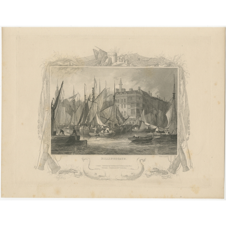 Antique Print of Billingsgate by Tombleson (c.1834)