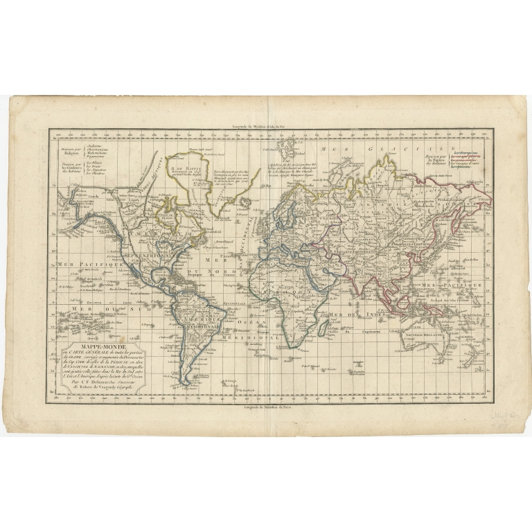 Antique World Map by Delamarche (c.1780)