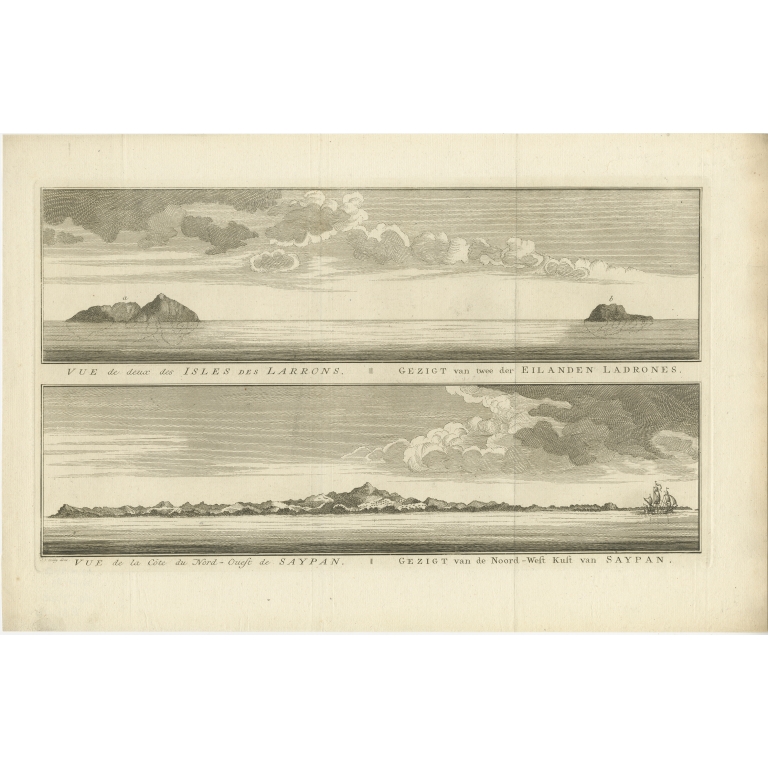 Pl.27 Antique Print of the Ladrones Islands by Van Schley (1757)
