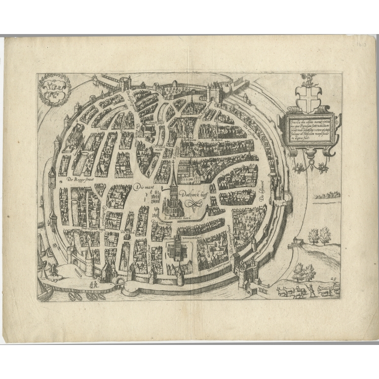 Antique Map of the City of Zwolle by Guicciardini (1613)