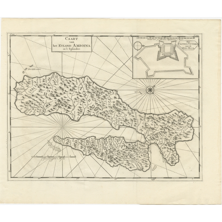 Antique Map of Ambon and Timor by Valentijn (1726)