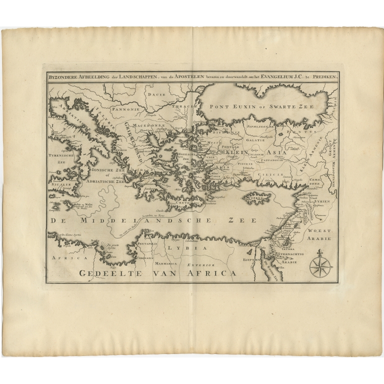 Antique Map of Eastern Mediterranean and Asia Minor by Calmet (c.1725)
