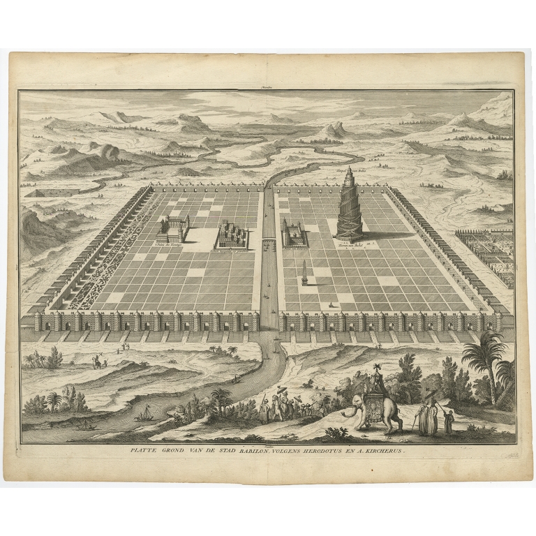 Antique Print of ancient Babylon by Calmet (c.1730)